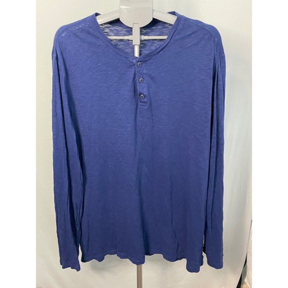 Vineyard Vines Mens XL Long Sleeve Button Henley Shirt Blue Casual